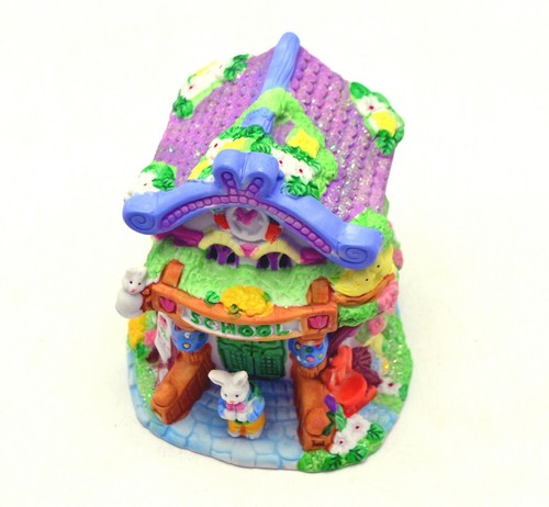 2002 Hoppy Hollow Easter Village SCHOOL House Ceramic Lighted Figurine - Picture 8 of 9