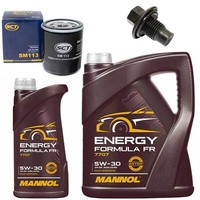 MotoröL Filter Set Mannol 5W30 API SN 6 Liter + Schraube FüR Ford Focus Mondeo