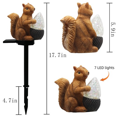 Upgraded Solar Garden Lights Outdoor Decor Solar Squirrel Stake Lights Colorf... - Picture 2 of 6