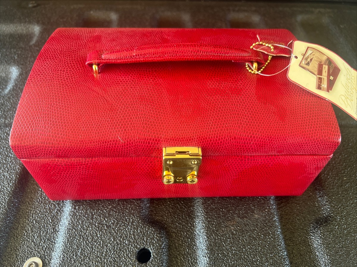 Vintage Dulwich Designs Embossed Handracfted Jewelry Box, Key,  Handle,Travel Cse