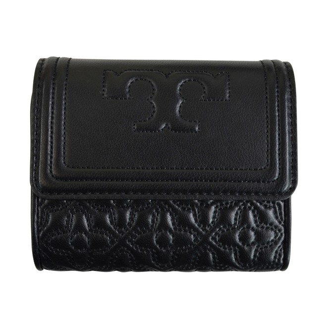 Tory Burch Bryant Quilted Leather Foldable Mini Wallet Bk 46184 0218