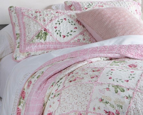 ROSALIE PINK ROSE Super King XXL QUILT SET: LANDHAUS VINTAGE GERÜSCHTER LAMP GARTEN - Bild 2 von 4