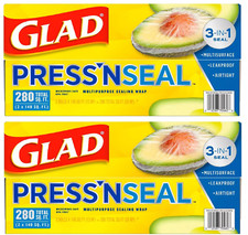 2 Pack - Glad Press'n Seal Plastic Food Wrap 140 sq. ft./roll, 2 rolls 