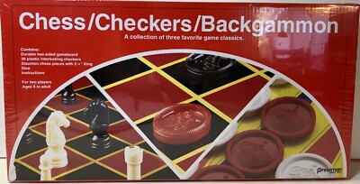 Pressman Chess/Checkers/Backgammon New In Factory Sealed Box