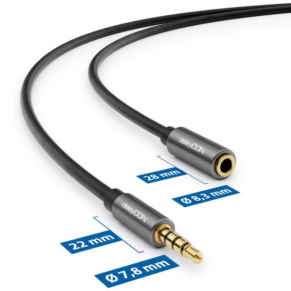 1m Klinken Verlängerung Headset Kopfhörer Mikro 3,5mm AUX Verlängerungskabel - Bild 3 von 4