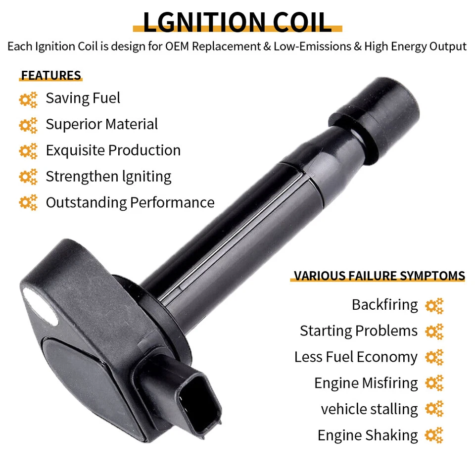 ✅✅6X Ignition Coils + 6X Spark Plugs Set for 1999-2007 Honda Odyssey 3.5L UF242 - Image 4 of 4