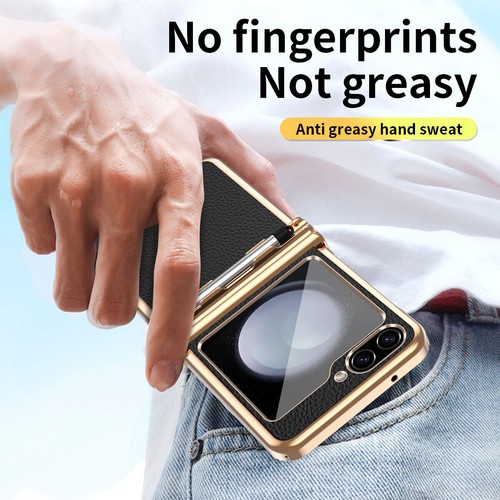 Funda protectora con bisagra de cuero enchapado abatible para Samsung Galaxy Z 5 4 + lápiz óptico - Imagen 16 de 33