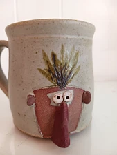 Awesome Handmade Artisan Studio Pottery Ugly Quirky Face Mug Cup Big Nose Ears