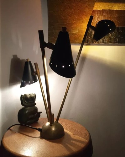 Table Lamp Brass Sputnik Stilnovo Italian Light 1950's Diabolo - Picture 6 of 9