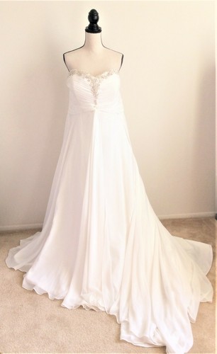 Alfred Angelo NWOT White Strapless Beaded Bridal Wedding Gown Dress, 20W - Picture 2 of 17