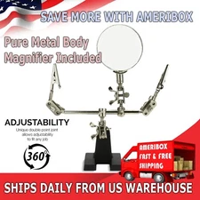 Third Hand Soldering Solder Iron Stand Holder Magnifier Helping Station Tools