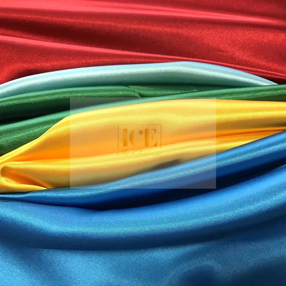 Silky French (Red) Charmeuse Stretch Satin Fabric By The Yard _ 60" Wide - Image 3 of 4