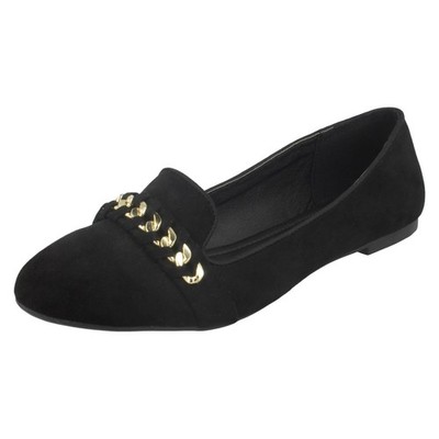 Spot On Ladies Chain Vamp Ballerinas