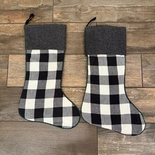 Buffalo Check Christmas Stocking Black Grey Set of 2 Farmhouses Cottage 18  