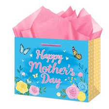 Mothers Day Gift Bag for Mom 13" Large Floral Mother's Day Paper Bag with Tissue