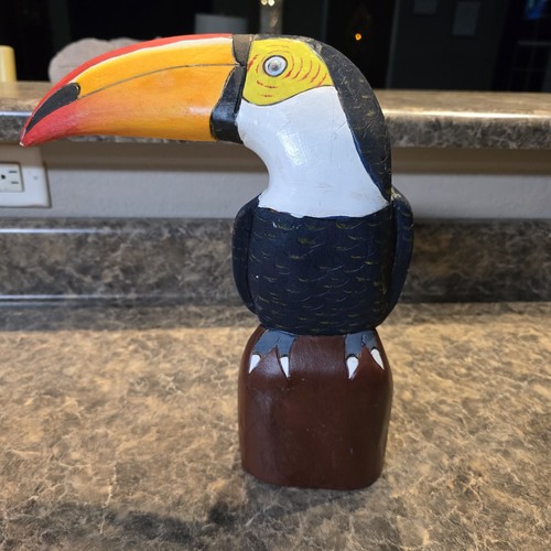 Hand Carved Hand Painted Wood Toucan 11"