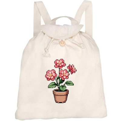 Canvas-Rucksack / Backpack 'Pixel Style Potted Begonia' (RK00046256)