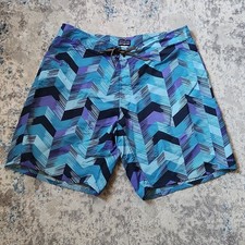 Patagonia Men's Size 38 Chevron Pattern Swim Trunks Board Shorts Unlined
