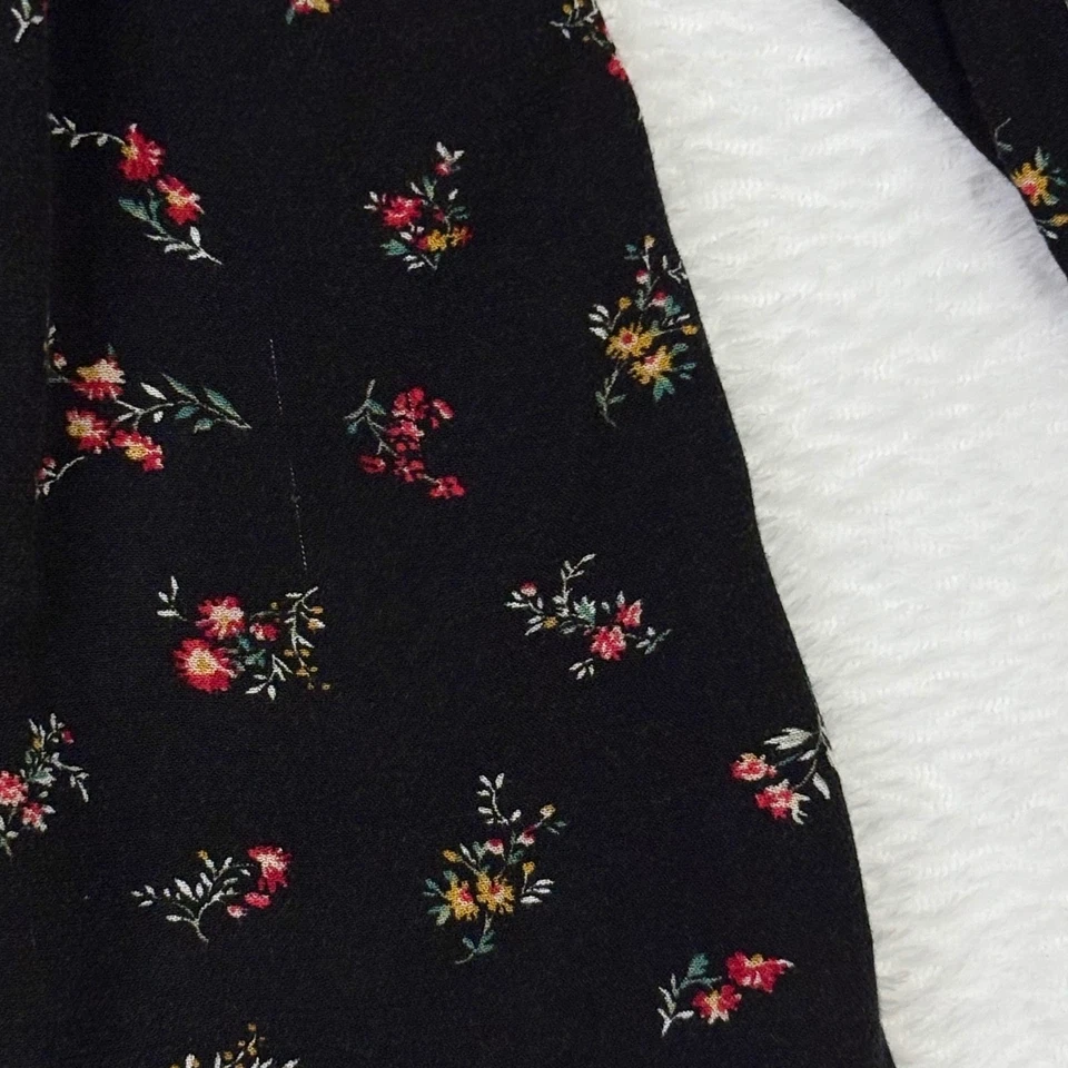 Mini Vestido American Eagle XL Negro Floral Manga Larga Calado Boho Campesino Foto 3 de 4