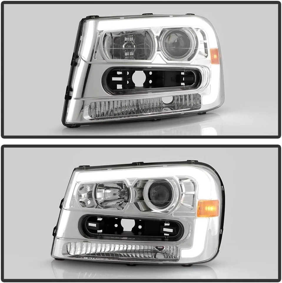 Faróis projetor tubo LED cromado esquerda+direita Chevy Trailblazer 2002-2009 - Imagem 4 de 4