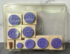 Stampin Up Two Step Riveting Set Of 8 Wood Rubber Stamps 2006  Bonus Stamp
