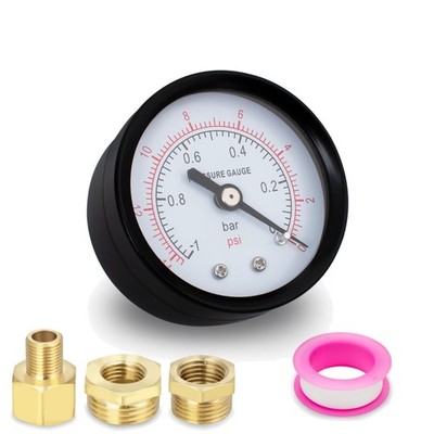 Vakuummeter 50mm Bsp 1/4, -1~0 Bar, -14~0 Psi, Edelstahl, Axial