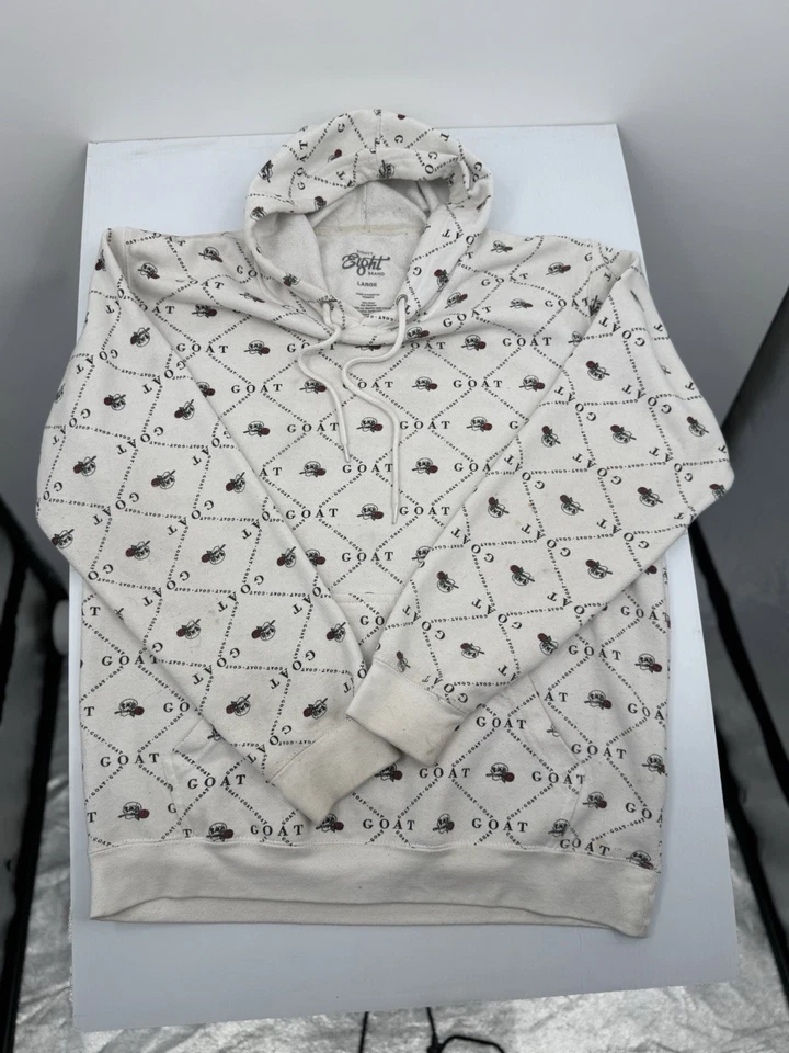 Sudadera con Capucha Pullover Marca Eighty Eight Blanca, Calavera, Rosa en Boca, Talla L, Usada Foto 2 de 4