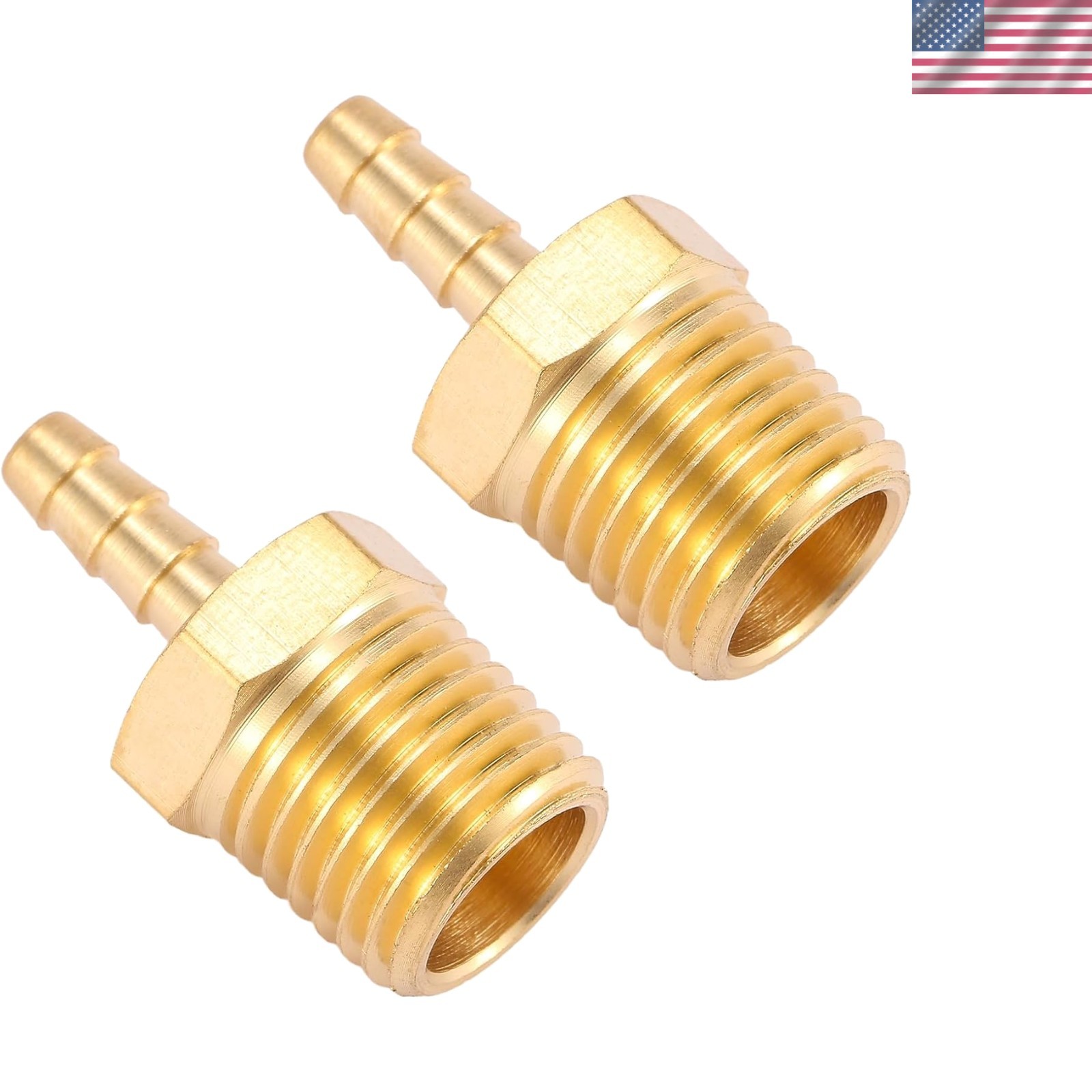 Durable 2 Pack Brass Hose Fitting Adapter 1/8" Barb x 1/4" NPT Male Pipe