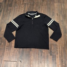 Banana Republic Mens Navy Blue 1/4 Zip Pullover Sweater Size XL Sleeve Stripes