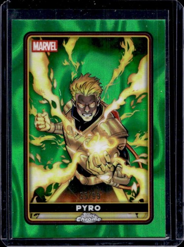 2025 Topps Chrome Deadpool Pyro Comic Accurate Green Lava Refractor #/99