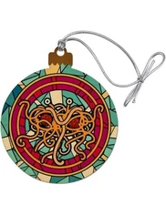 Flying Spaghetti Monster Stained Glass Wood Christmas Tree Holiday Ornament