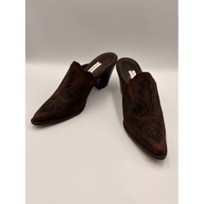 Donald J Pliner Western Mules Brown Suede Embroidered Pointed Toe Western 6.5
