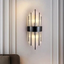 Modern Crystal Wall Light Fixtures Gold Wall Sconce Brushed Lamp for Bedroom ...