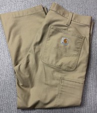 Men's 34X30 CARHARTT Tan Flex Canvas Relaxed Fit Work Pants Cell Pocket  WIP