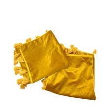 Miulee Golden Yellow Velvet Pillow Covers 2pc 19" X 19" Tassel Edges