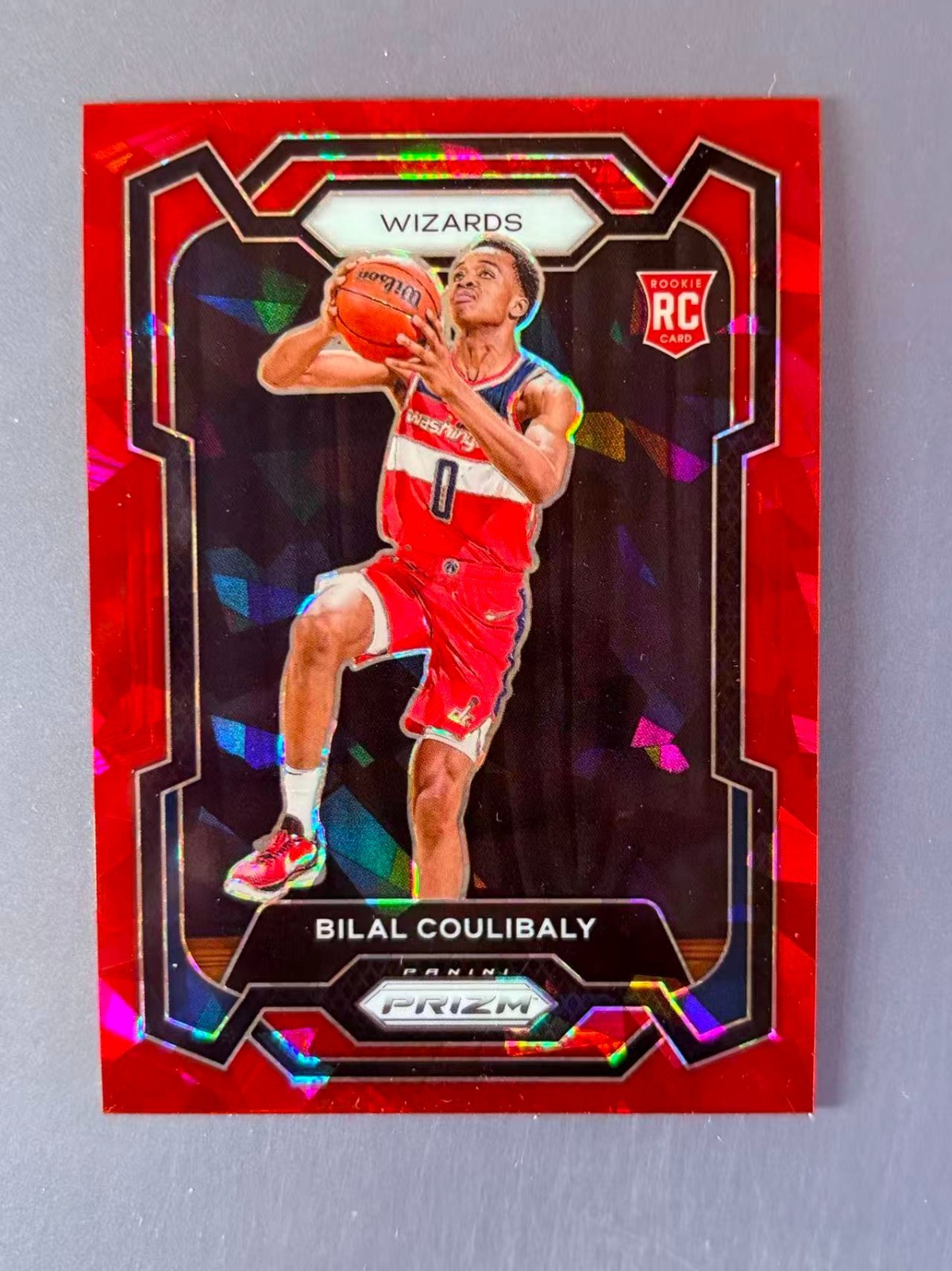 Bilal Coulibaly 2023-24 Panini Prizm Red Cracked Ice Prizm RC #153