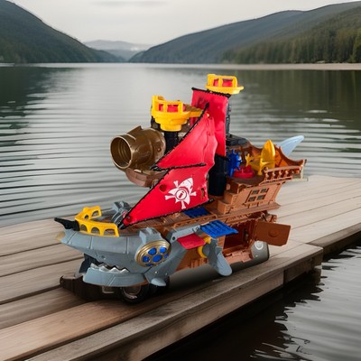 2015 Fisher-Price DHH61 Imaginext Shark Bite Toy Pirate Ship 22 Long x 15  Tall