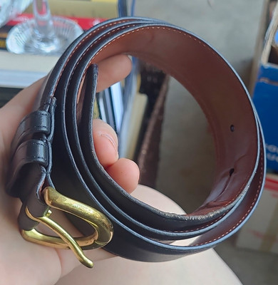 Coach Men s Reversible Dress Belt Black/Brown Solid Adjustable Brass Buckle 32