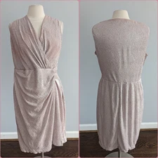 Women's Lauren Ralph Lauren Gold Platnium Faux Tulip Dress 16 Cocktail FLAWED