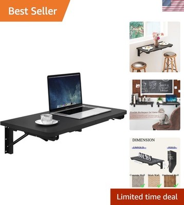 Wall Mounted Folding Table Drop Leaf Desk for Small Spaces Black Modern