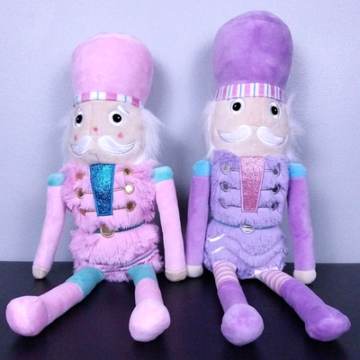 Set of 2 Iscream 19  Pink & Purple Nutcracker Christmas Holiday Plush Toys