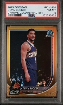 Topps 2025-26 Bowman Chrome Devin Booker Gold Refractor /50 #BCV-124 PSA 8