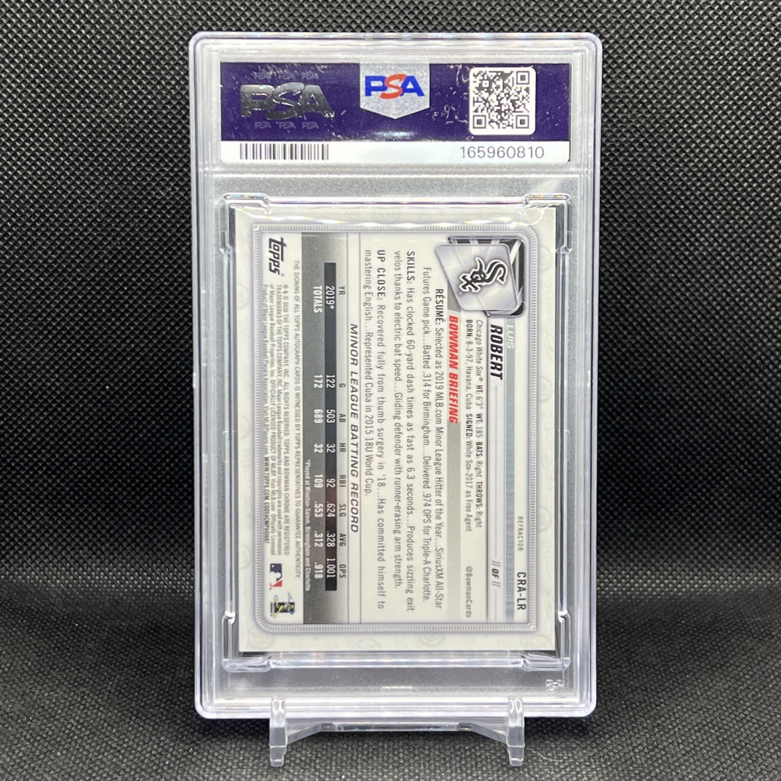 2020 Bowman Chrome Luis Robert Rookie Auto /499 PSA 7 White Sox Mets Orioles view 2
