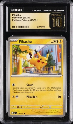 2024 POKEMON PALDEAN FATES #18 PIKACHU CGC 10 PRISTINE