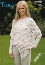 TIVOLI DK LADIES CROCHET PONCHO CROCHET PATTERN - ONE SIZE - (2942)