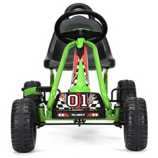 Topbuy 4-Wheel Kids Pedal Powered Ride on Go Kart Green
