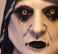 Creepy Latex Nun Mask with Headscarf for Cosplay, Halloween, Fancy Dress