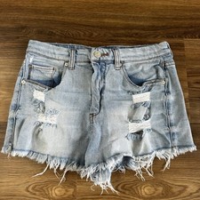 Blank NYC Womens 27 Wedge Jean Shorts Distressed Denim Cutoff 2  Blue Beach 90s