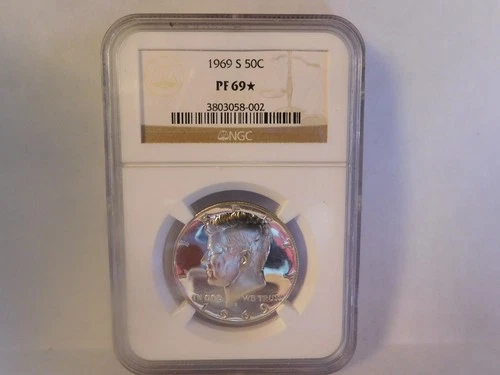 1969 S Proof NGC PF 69 Kennedy Half Dollar-Beautiful Lustrous Coin-40% Silver