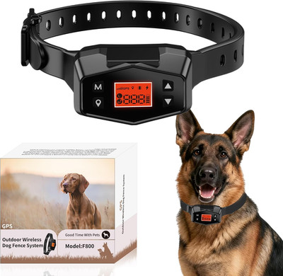 GPS Wireless Dog Fence System, Electric Dog Fence with 6-Level Adjustable Traini